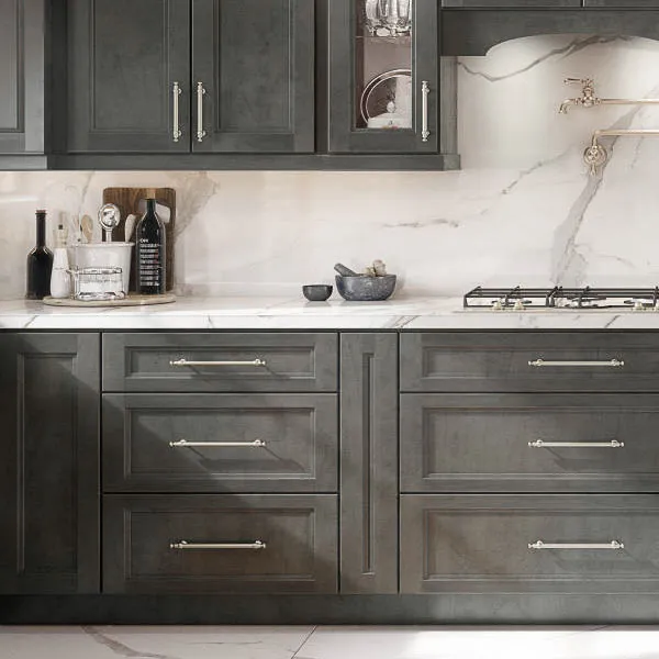 Gray-Kitchen-Cabinets-with-glazed-finish