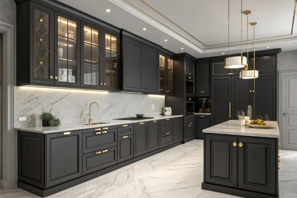 Black color cabinets