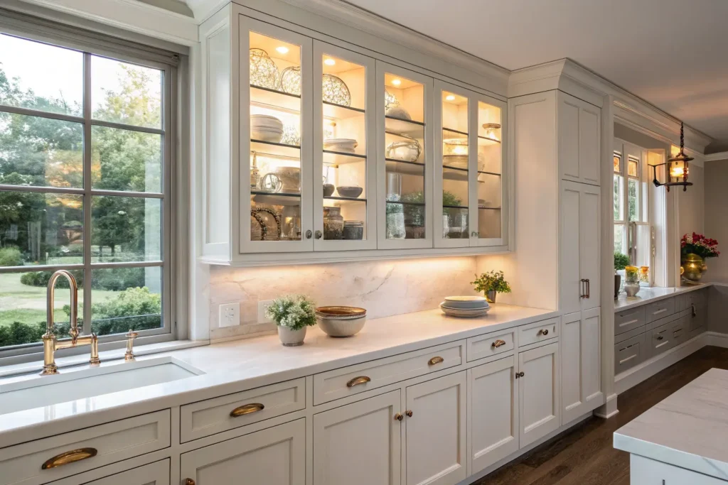 Glass front kitchen cabinets