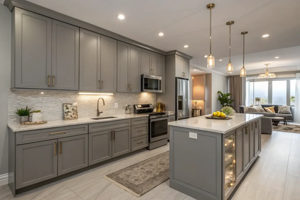 Grey kitchen cabinets