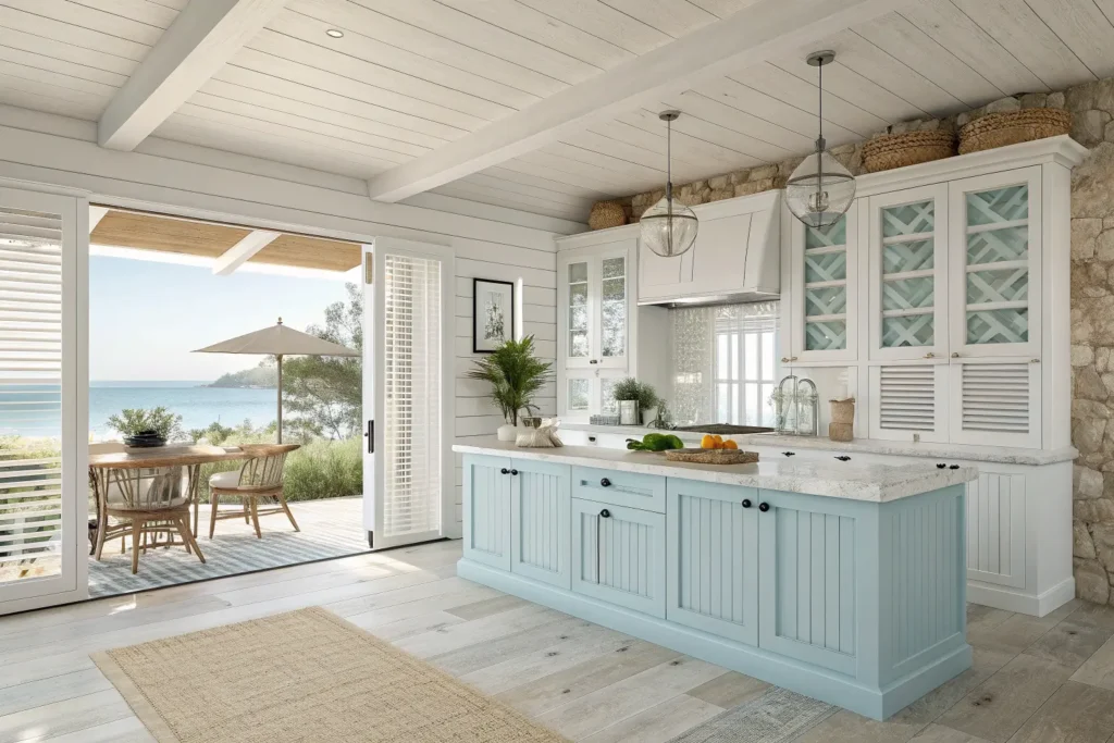 Louvered kitchen cabinets