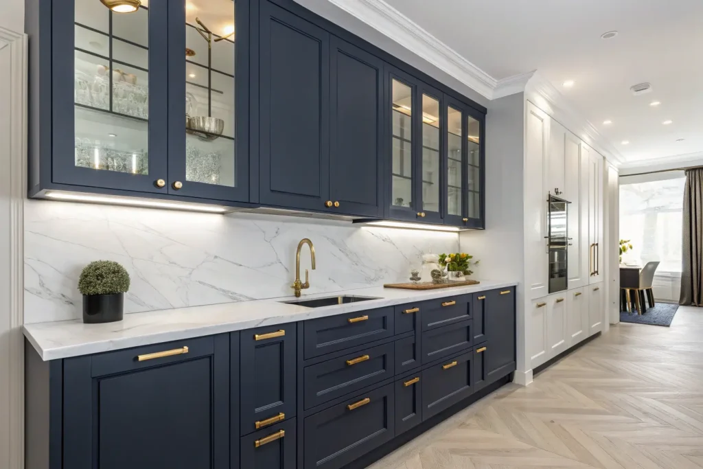 Navy blue kitchen cabinets