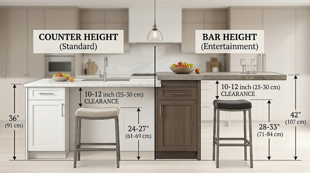 bar height vs counter height dimensions guide