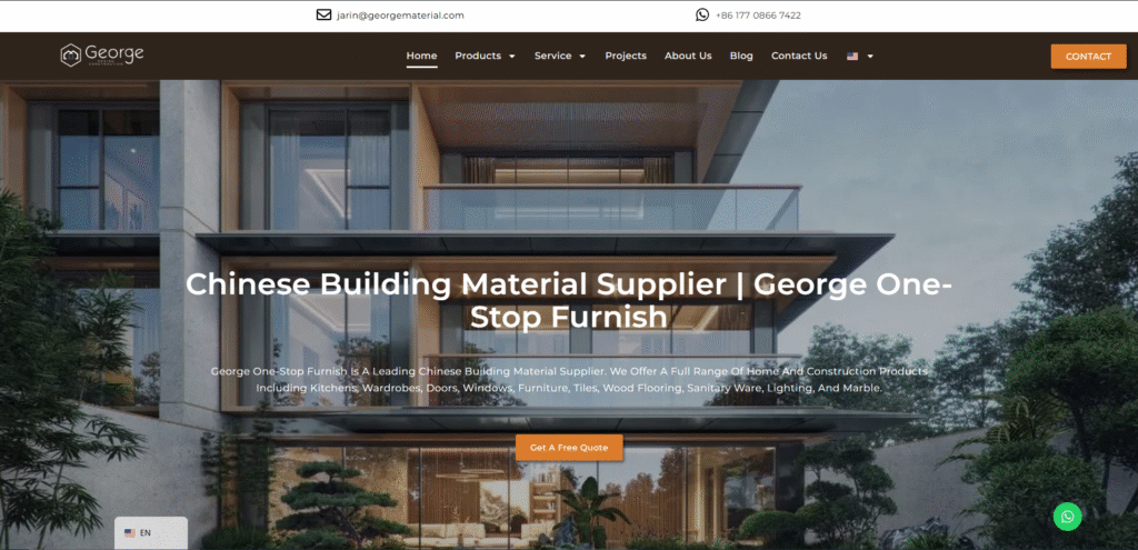 An image of the homepage of a Chinese supplier's official website, used here to showcase the homepage of the George Group's official website